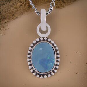 Handmade AUstralian Opal Fancy Shape Sterling Silver Pendant